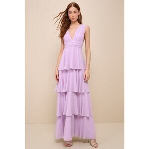 NWT Lulus Amazing Evening Lavender Tiered Maxi Dress Gala Bridesmaid Banquet XL